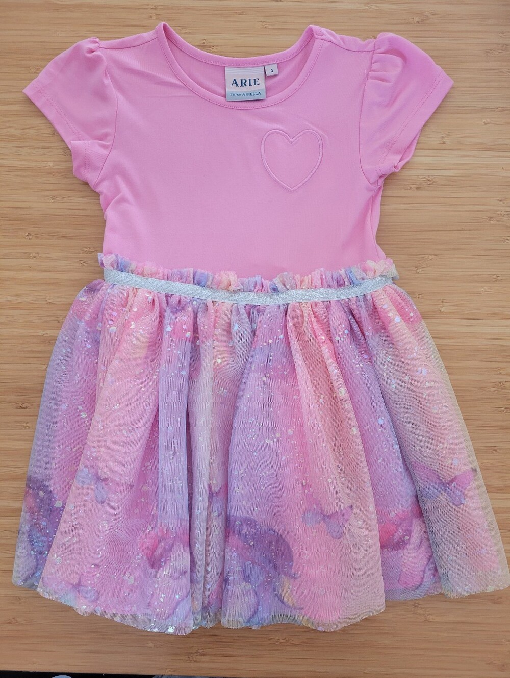 Girls 4 Year Pink Heart Tulle Skirt Kids Dress
